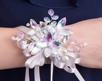 Iridescent Cordelia Wrist Corsage in Soft Iridescence