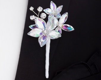 Connor Boutonniere in Soft Iridescence - Modern Flower Boutonniere for Weddings- Perfect for Weddings and Prom