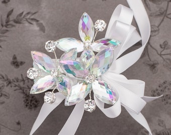 Petite Amelia Wrist Corsage in Soft Iridescence - Modern Flower Corsage - Luxe Wedding & Prom Accessories, Perfect for Prom or Prom