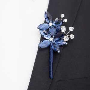 Aidan Boutonniere in Antique Blue - Modern Flower Boutonniere - Matching Corsage Sold Separately , Perfect for Weddings and Prom