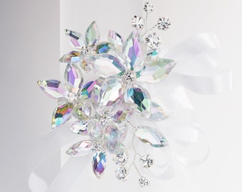 Sophie Wrist Corsage in Soft Iridescence - Modern Flower Corsage - Luxe Wedding & Prom Accessories, Perfect for Prom