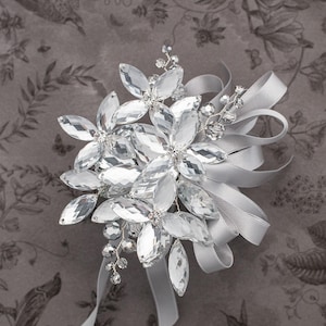 Anna Wrist Corsage in Silver for Weddings and Prom