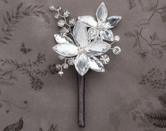Gabriel Boutonniere in Silver - Perfect for Weddings and Prom