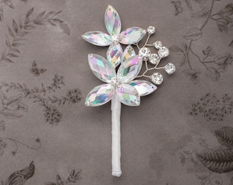 Aidan Boutonniere in Soft Iridescence - Modern Flower Boutonniere - Perfect for Weddings and Prom