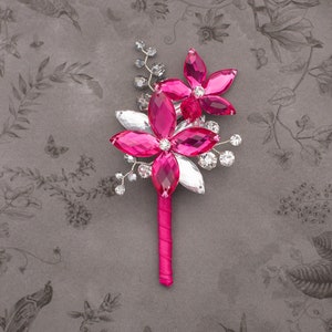 Gabriel Boutonniere in Hot Pink & Silver - Perfect for Weddings and Prom