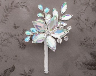 ONE PIECE Ready to Ship - Caleb Boutonniere in Soft Iridescence - Perfect for Weddings and Prom