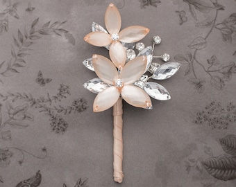 Luster Mason Boutonniere in Champagne and Silver - Modern Flower Boutonniere - Perfect for Weddings and Prom