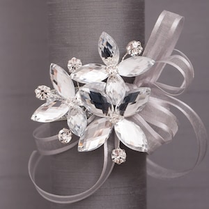 Petite Amelia Wrist Corsage in Silver - Modern Flower Corsage - Luxe Wedding & Prom Accessories, Perfect for Prom or Prom