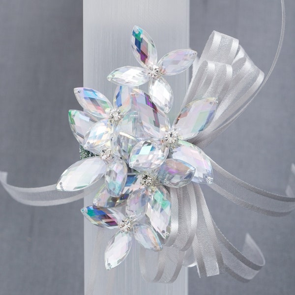 Iridescent Paris Wrist Corsage in Soft Iridescence- Modern Flower Corsage - Luxe Wedding & Prom Accessories, Perfect for Prom