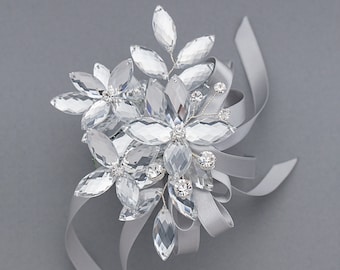 Madison Wrist Corsage in Silver