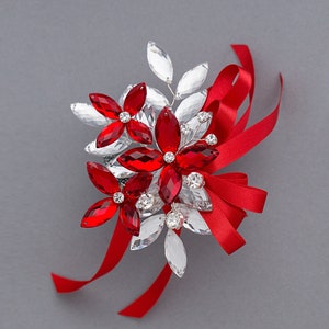 Madison Armband für Handgelenk in Rot & Silber