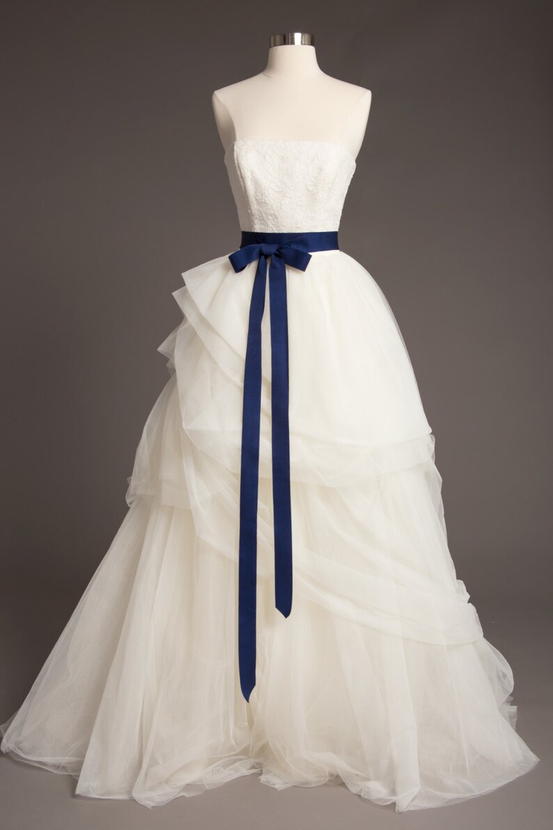 Midnight Blue Wedding Sash 1 5 Romantic Luxe Etsy