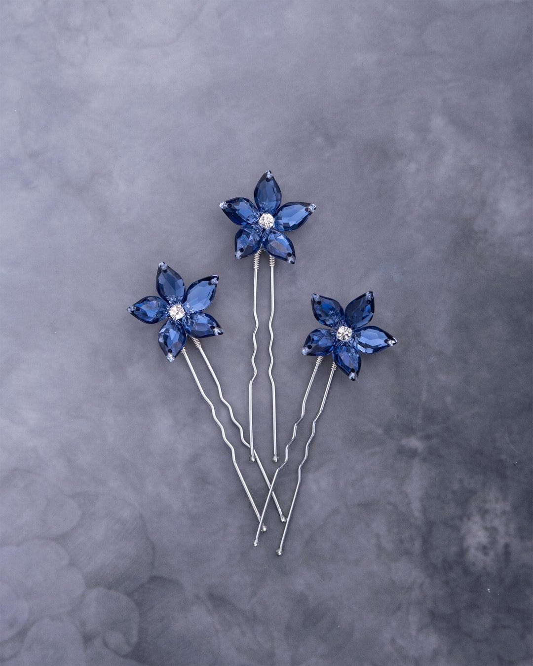 Isabella Flower Hair Pins in Antique Blue for Weddings and Prom - Etsy