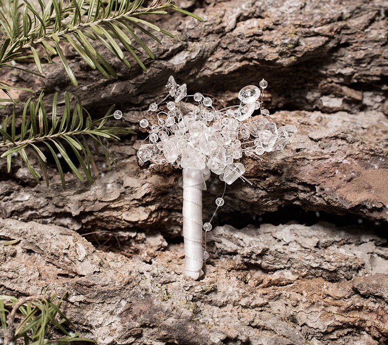 Ringbearer Boutonniere of Ice Beads