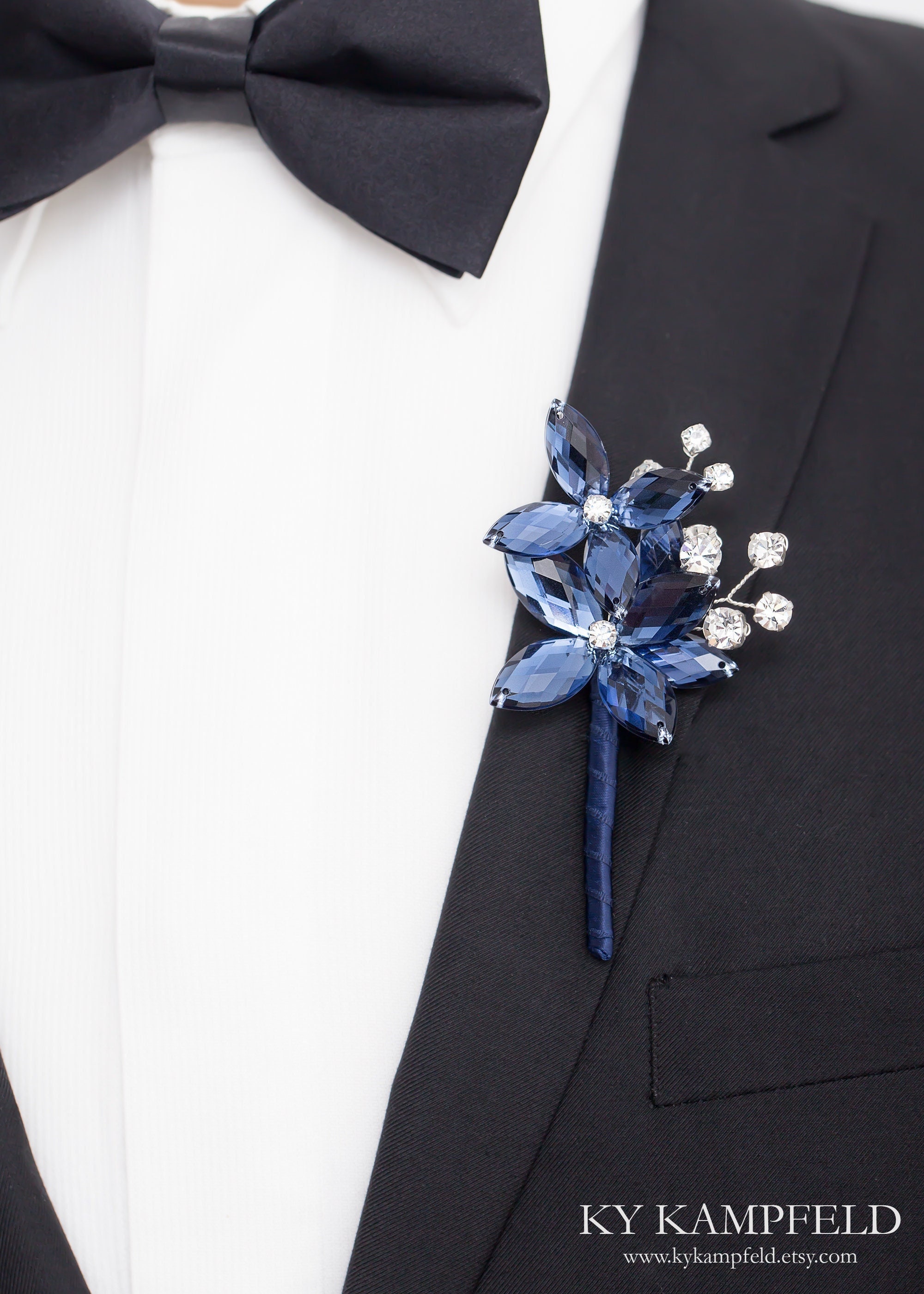 Aidan Boutonniere in Antique Blue