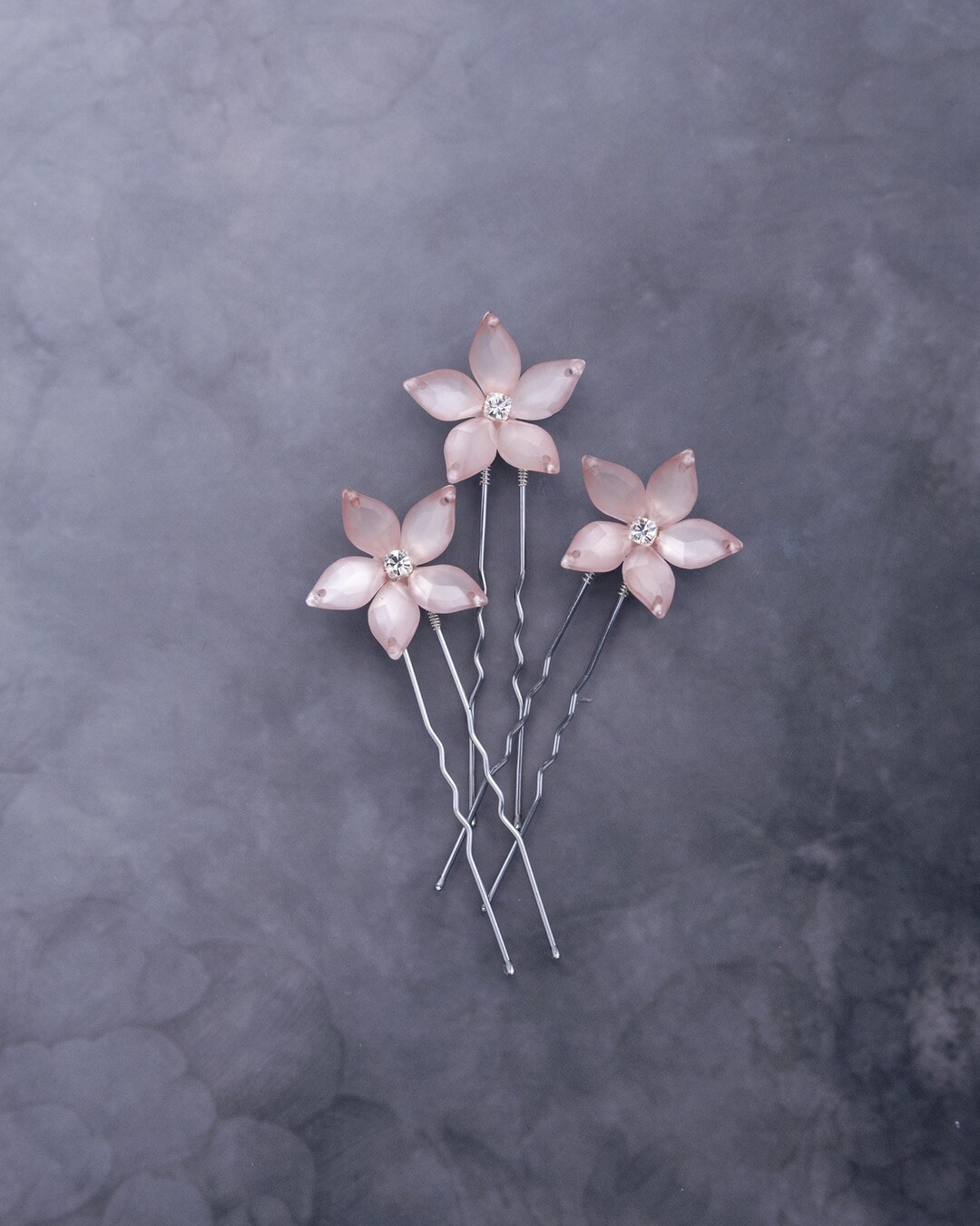 Isabella Flower Hair Pins in Ballet Pink Luster, Set of 3 or More Blush ...