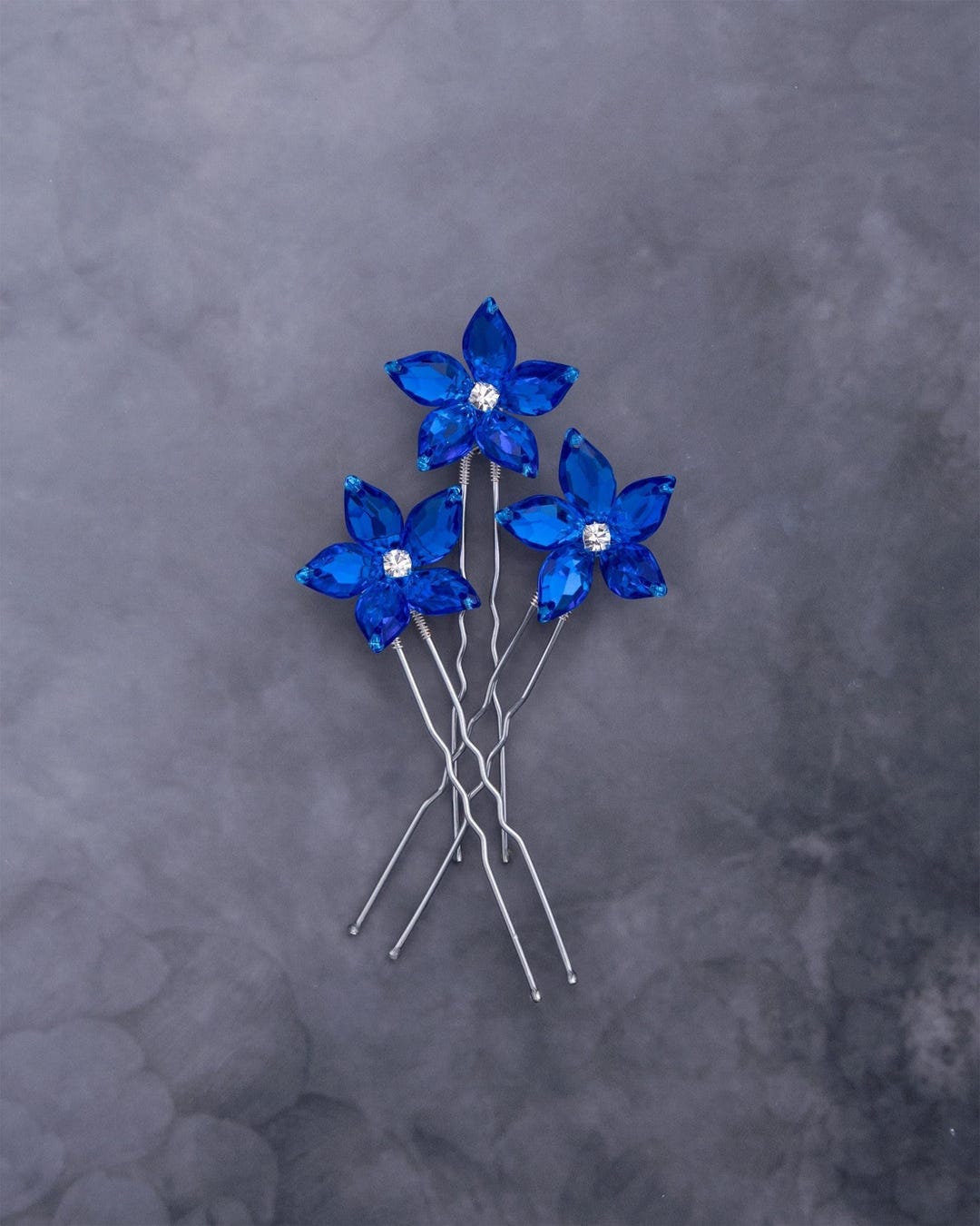 Isabella Flower Hair Pins in Royal Blue for Weddings and Prom - Etsy