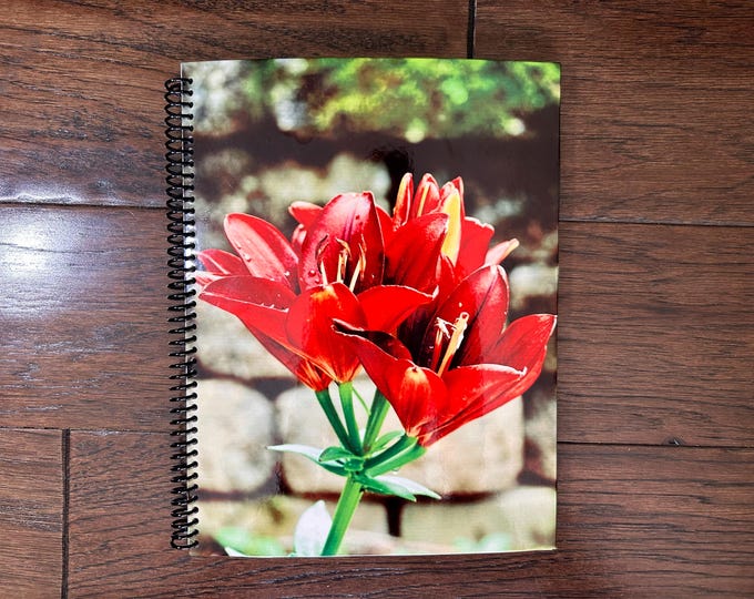 Handmade Red Lily Notebook