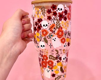 Spooky Fall 32oz Glass Tumbler