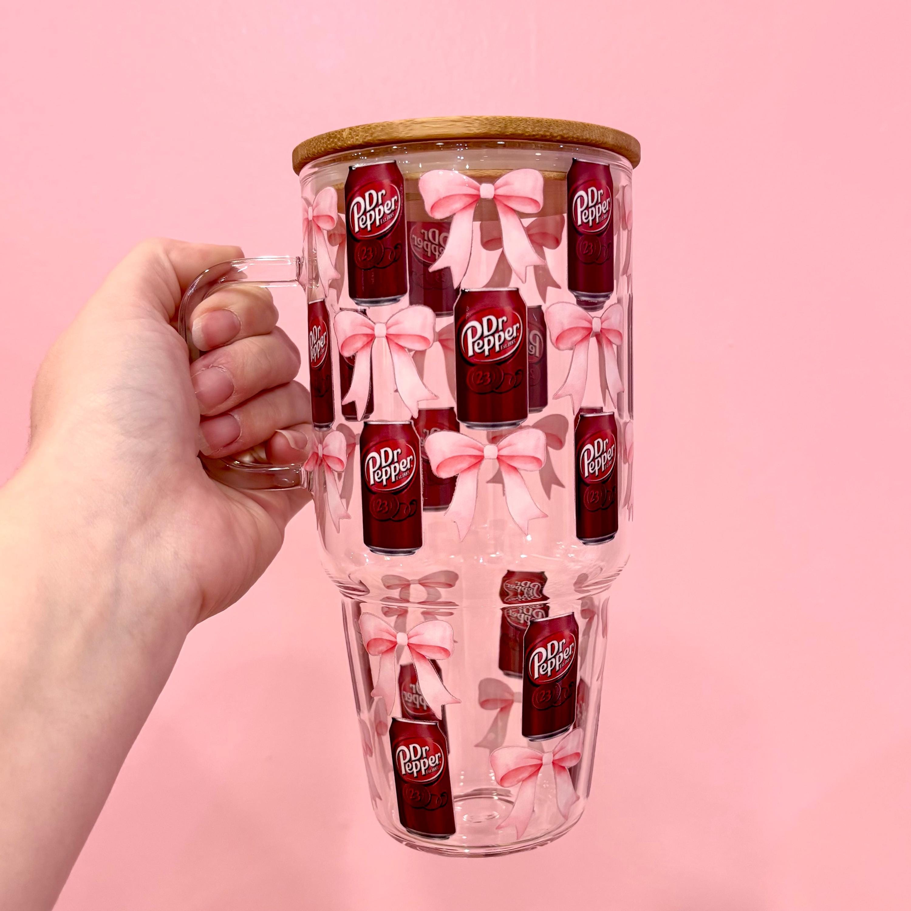 Coquette Soda 32oz Glass Tumbler | Iced Coffee Cup | Trendy Drinkware | Gift For Her | Aesthetic Cup | Reusable | Non-Toxic |