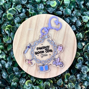 Pulsera con dijes del Club del Libro de Fantasía, llavero acrílico