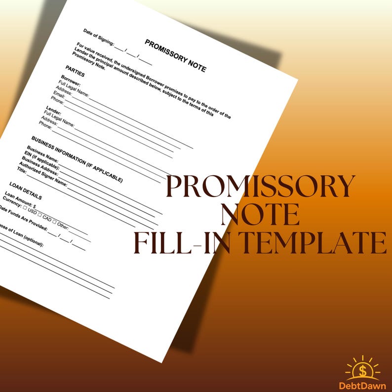 Promissory Note Intake Packet | Printable Loan Agreement Template ...