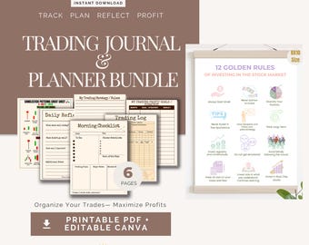 Trading Journal & Planner Bundle: Forex, Crypto, Stock (Printable PDF + Bonus Poster