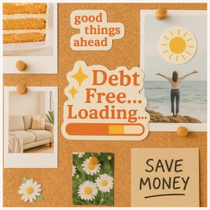 Debt Free Loading Sticker | Motivational Finance Vinyl Decal for Budgeting and Debt Payoff | Money Goals Planner Sticker