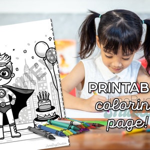 Superhero Coloring Page - Birthday Party Coloring Pages for party favors or games!
