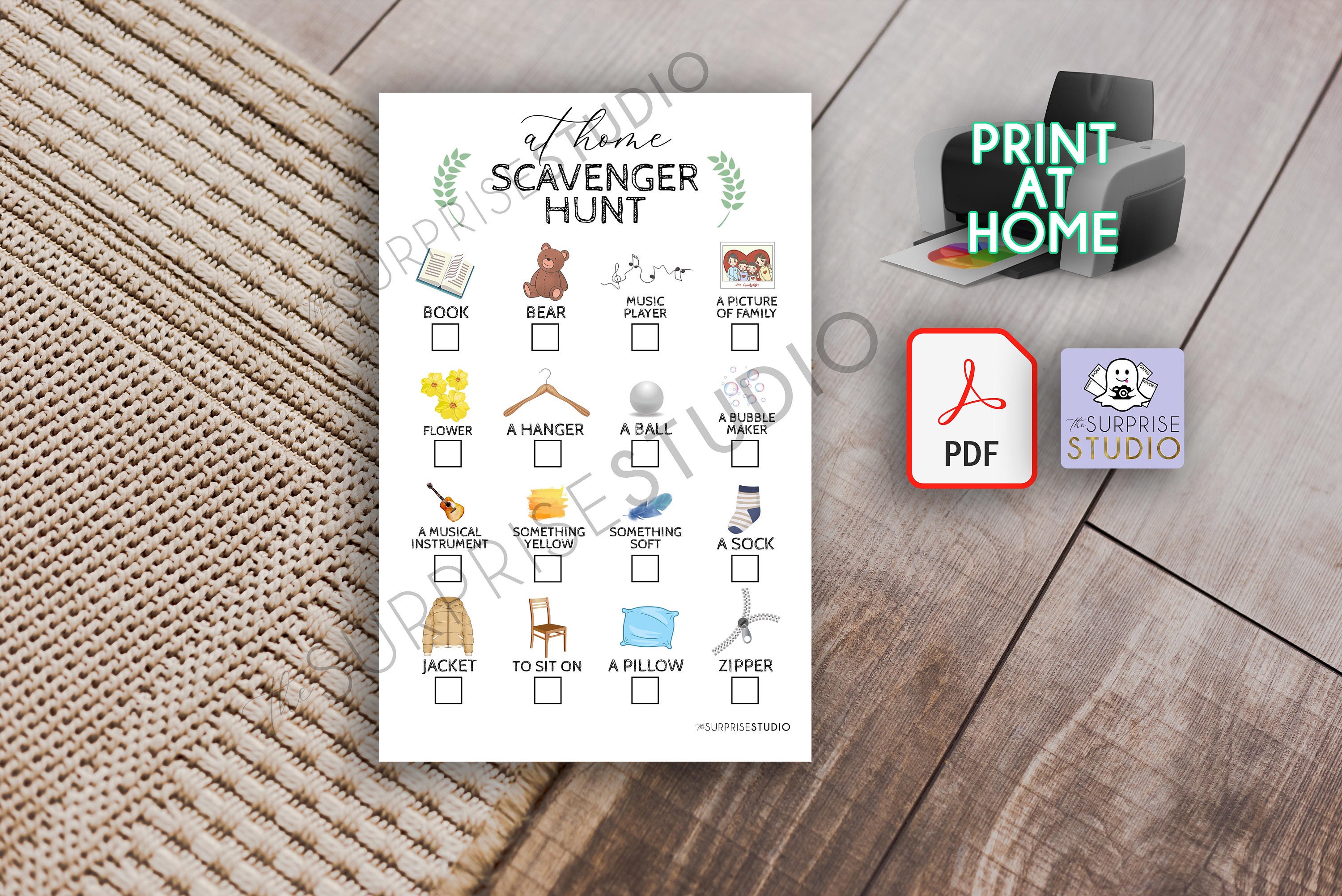 Indoor Scavenger Hunt for Kids and Toddlers - Outdoor Printable Game ...