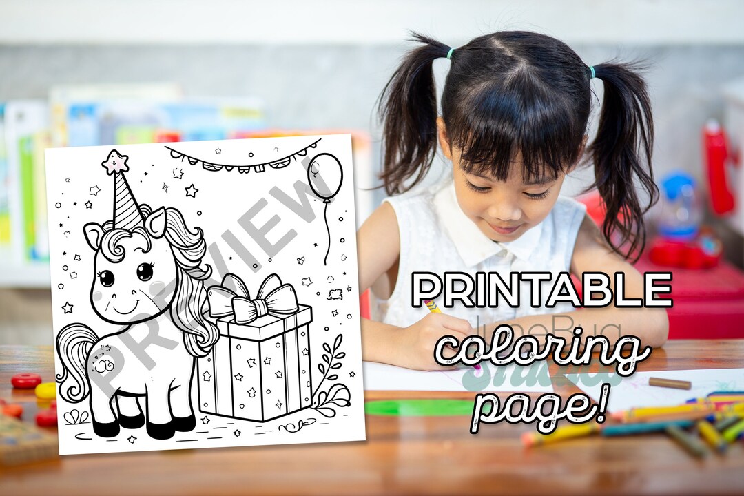 Unicorn Coloring Page - Coloring Page Favors for a Unicorn Birthday ...