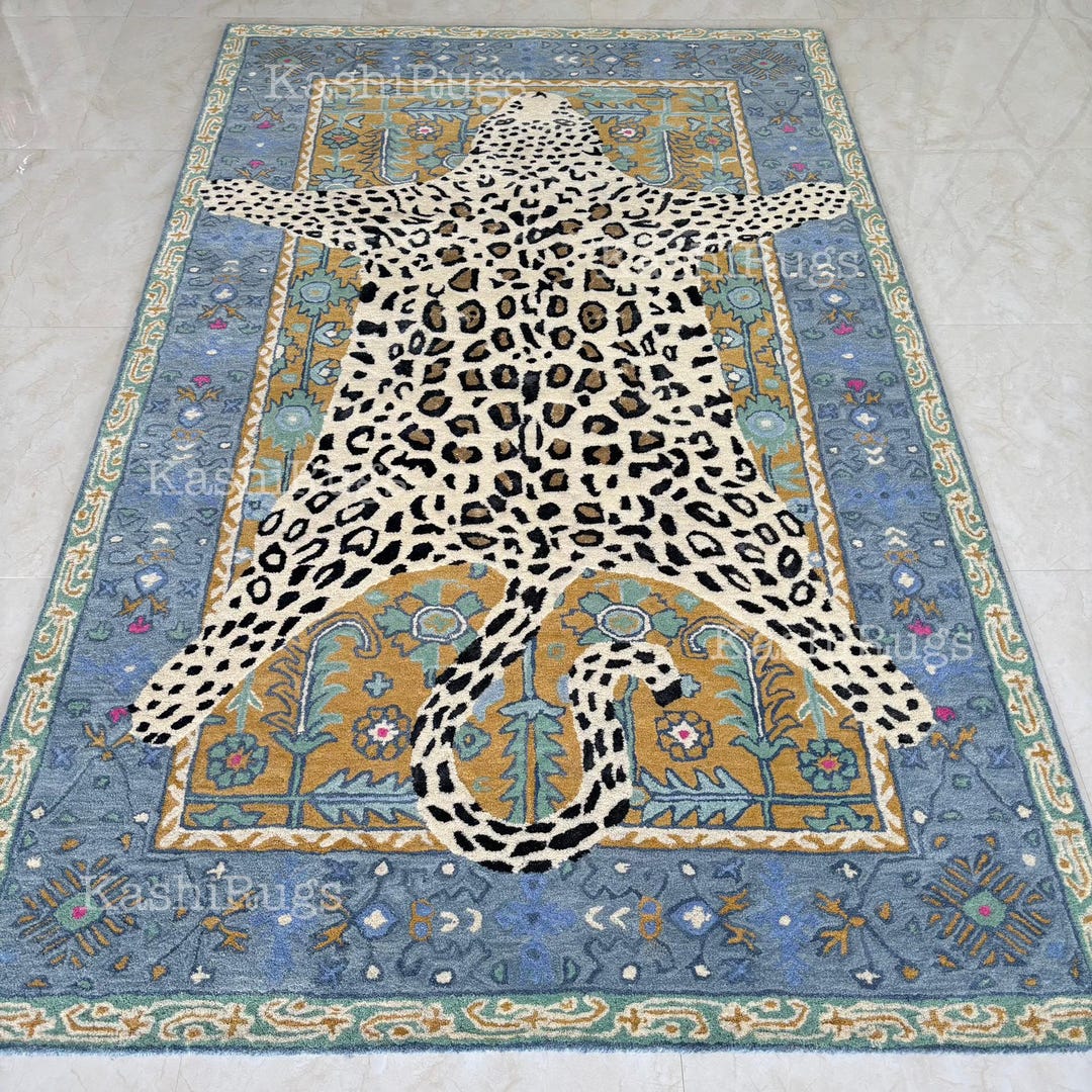 Wool Abstract Animal Pattern Rug Leopard Motif Hand-tufted Rug | Animal Print Wool Area Carpet ...