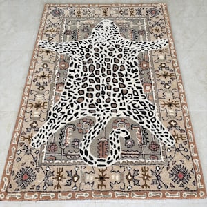 Hand-Tufted Leopard 4x6 5x8 6x9 8x10 9x12 Rug | Modern Animal Print Wool Carpet | Boho Luxury Home Decor for Living Room, Entryway, Kids....