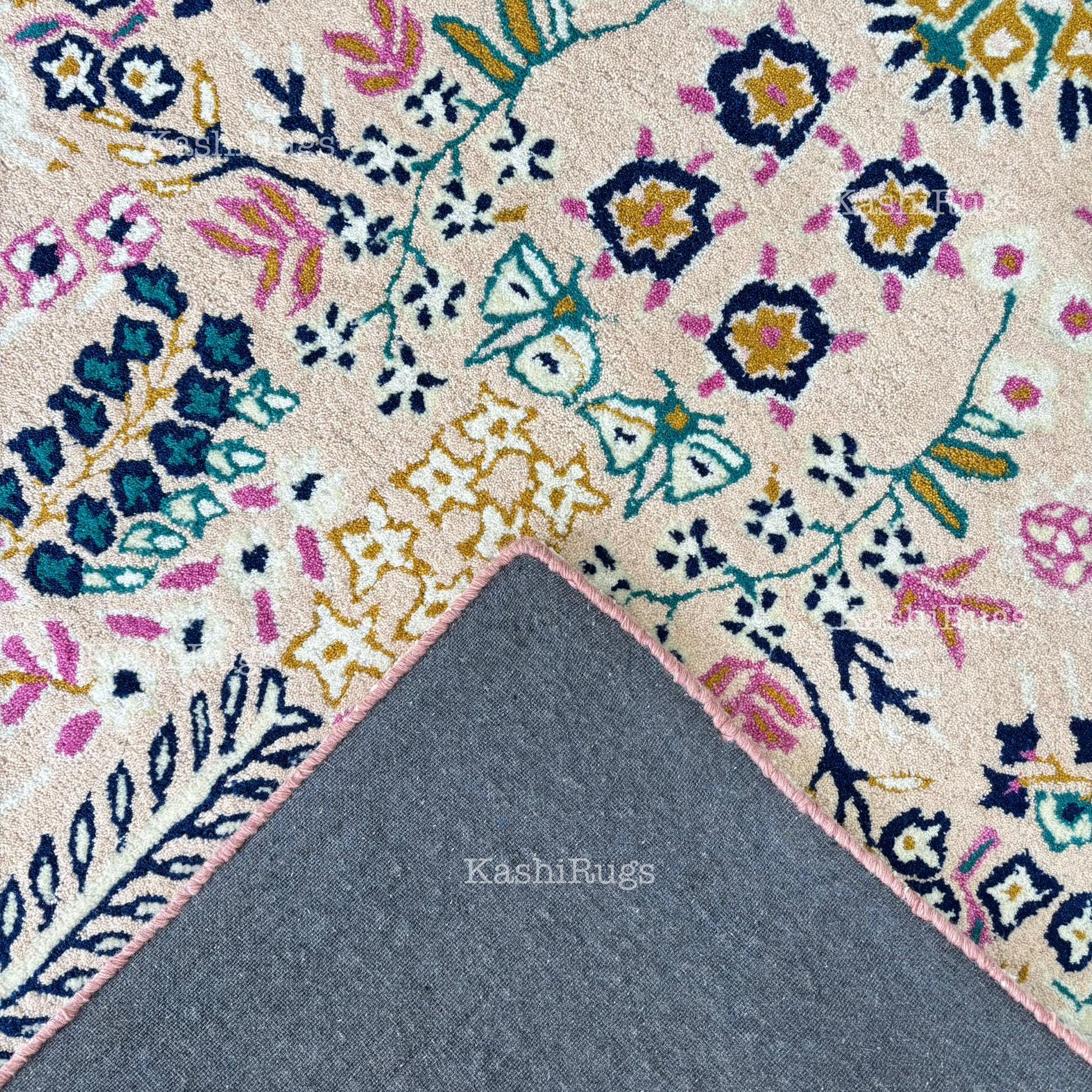 Hand Tufted Floral Wool Rug – Vintage Style Pink Botanical Area Carpet ...