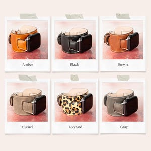 Leather Cuff Apple Watch Band, Arm Band for iWatch 38, 40, 41, 42, 44, 45, 46, 49mm, Cuff Band for Galaxy, Fitbit, Pixel, Fossil image 7