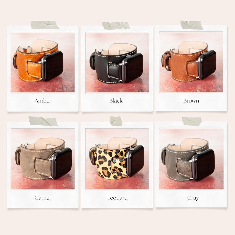 Leather Cuff Apple Watch Band, Arm Band for iWatch 38, 40, 41, 42, 44, 45, 46, 49mm, Cuff Band for Galaxy, Fitbit, Pixel, Fossil image 7