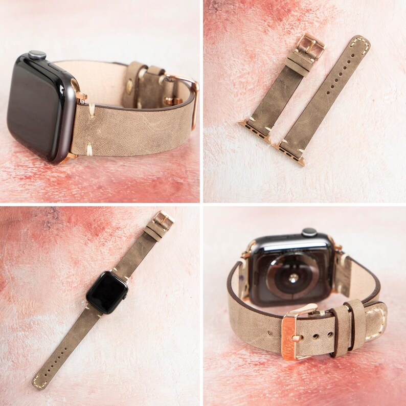 Anpassat Apple Watch-läderarmband, handsytt iWatch-armband, Samsung Galaxy, Fitbit, Fossil, Pixel – 38, 40, 41, 42, 44, 45, 46, 49 mm bild 3