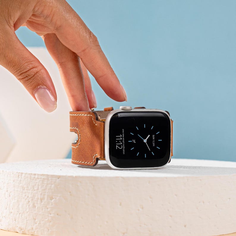 Split Cuff Leather Band, Double Strap Apple Watch Band, Twin band for iWatch, Cuff, Galaxy, Fitbit, Fossil, Pixel, 38 40 41 42 44 45 46 49mm image 4