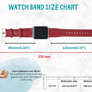 Bracelet de montre Apple Watch en cuir grainé personnalisé de luxe vif, compatible avec un bracelet fait main de 38 à 49 mm pour Galaxy, Fitbit, Fossil, Pixel, iWatch image 7