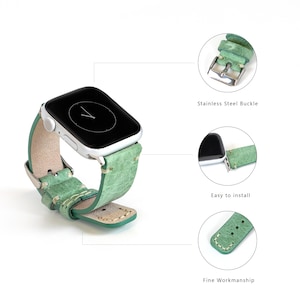 Anpassat Apple Watch-läderarmband, handsytt iWatch-armband, Samsung Galaxy, Fitbit, Fossil, Pixel – 38, 40, 41, 42, 44, 45, 46, 49 mm bild 9