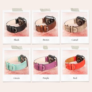 Anpassat Apple Watch-läderarmband, handsytt iWatch-armband, Samsung Galaxy, Fitbit, Fossil, Pixel – 38, 40, 41, 42, 44, 45, 46, 49 mm bild 6