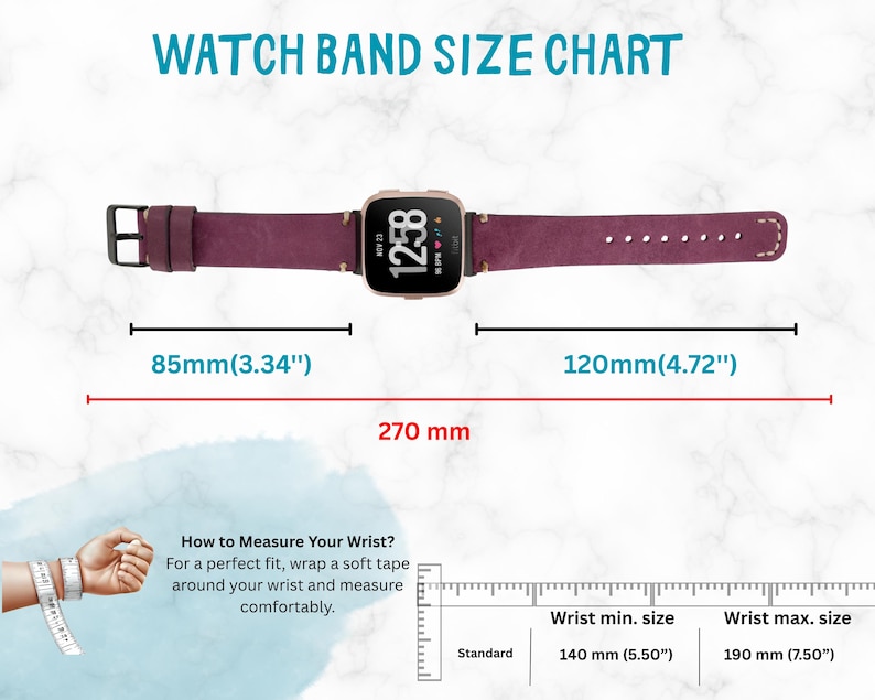 Anpassat Apple Watch-läderarmband, handsytt iWatch-armband, Samsung Galaxy, Fitbit, Fossil, Pixel – 38, 40, 41, 42, 44, 45, 46, 49 mm bild 2