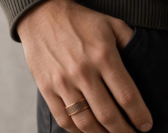Handmade Copper Ring for Men, Adjustable Rustic Copper Band, Artisan Minimal Jewelry