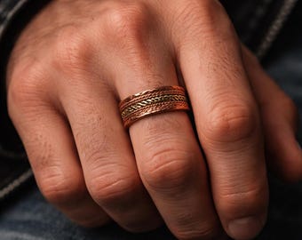 Men's Magnetic Copper Ring – Adjustable Rustic Handmade Wellness Band