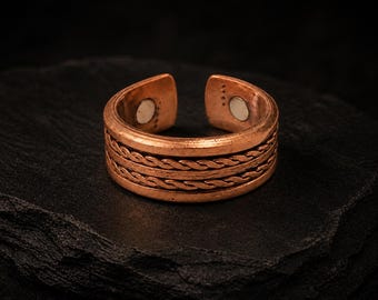 Handmade Copper Ring for Men, Adjustable Rustic Copper Band, Boho Style Minimalistic Jewelry