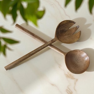 Set of 2 Hand Carved Wooden Spoons – Rustic Kitchen Utensils for Cooking spoon for Serving Spoons for Gifting  – Eco-Friendly Dining Tools
