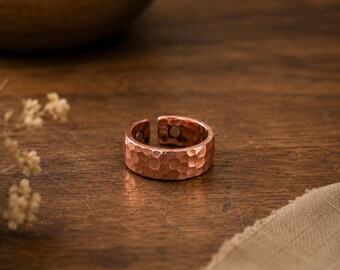 Hammered Copper Ring | Rustic Adjustable Unisex Jewelry