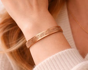 Handmade Copper Bracelet for Her | Engraved Celtic Design Cuff | Adjustable Copper Bangle