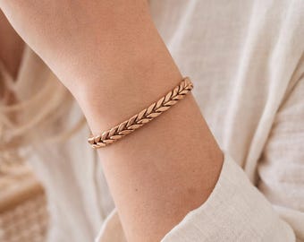 Handmade Copper Cuff Bracelet – Twisted Rope Design, Minimalist Bangle