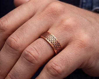 Handmade Copper Ring  | Textured Copper Band | Artisan Rustic Jewelry Gift